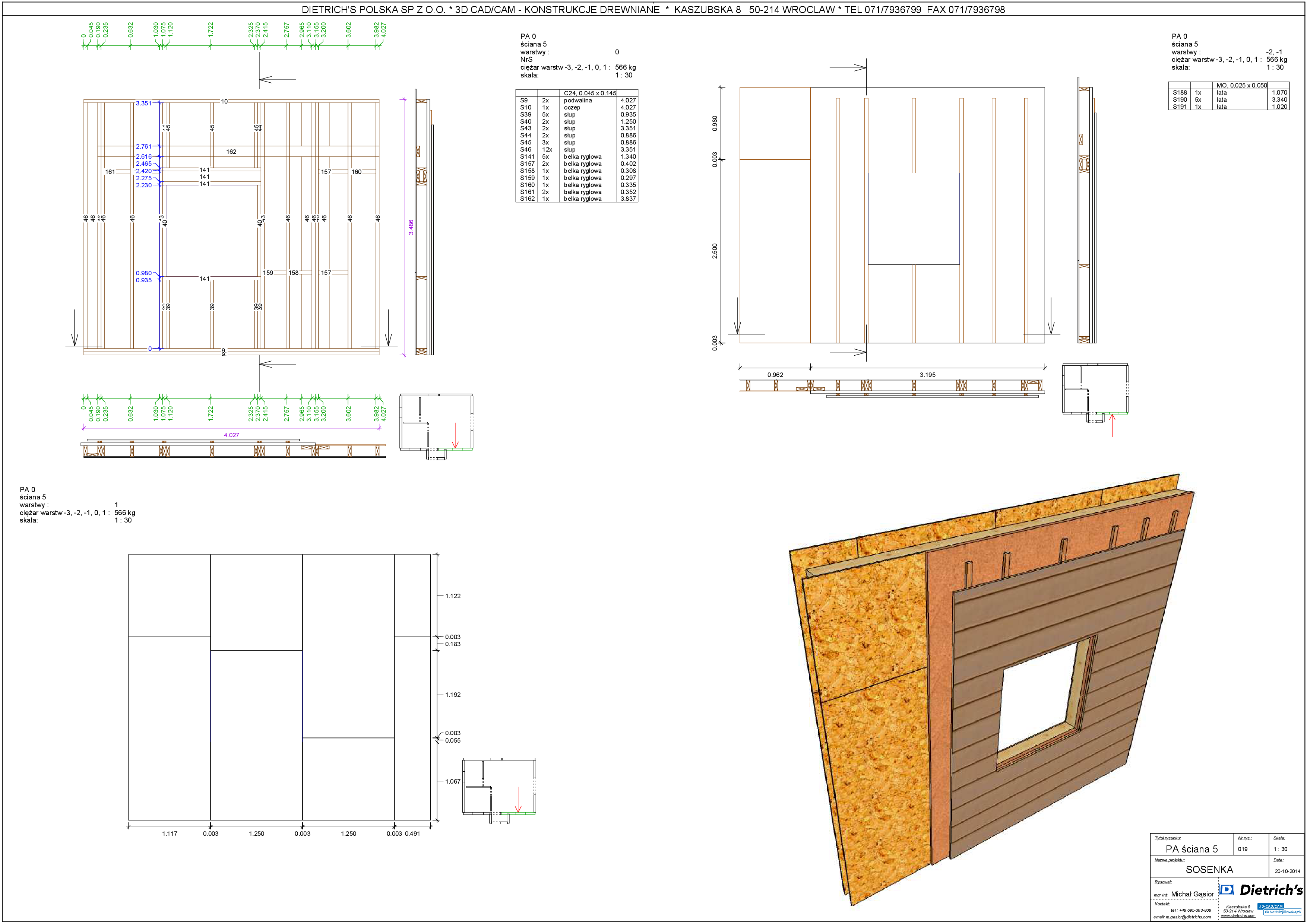 Rysunki produkcyjne ścian